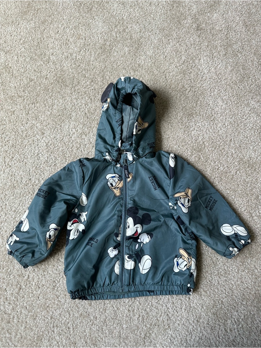 H&M Disney Mickey Mouse Hooded Puffer Jacket | Fleece Lined | Toddler 18-24M